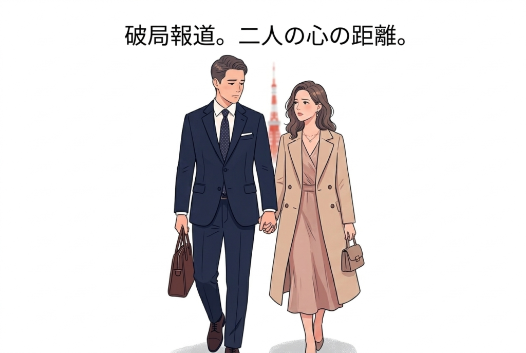 前澤友作と剛力彩芽の破局をイメージしたイラスト