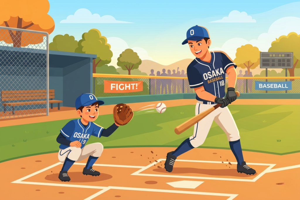 兄弟で切磋琢磨する様子をイメージしたイラスト