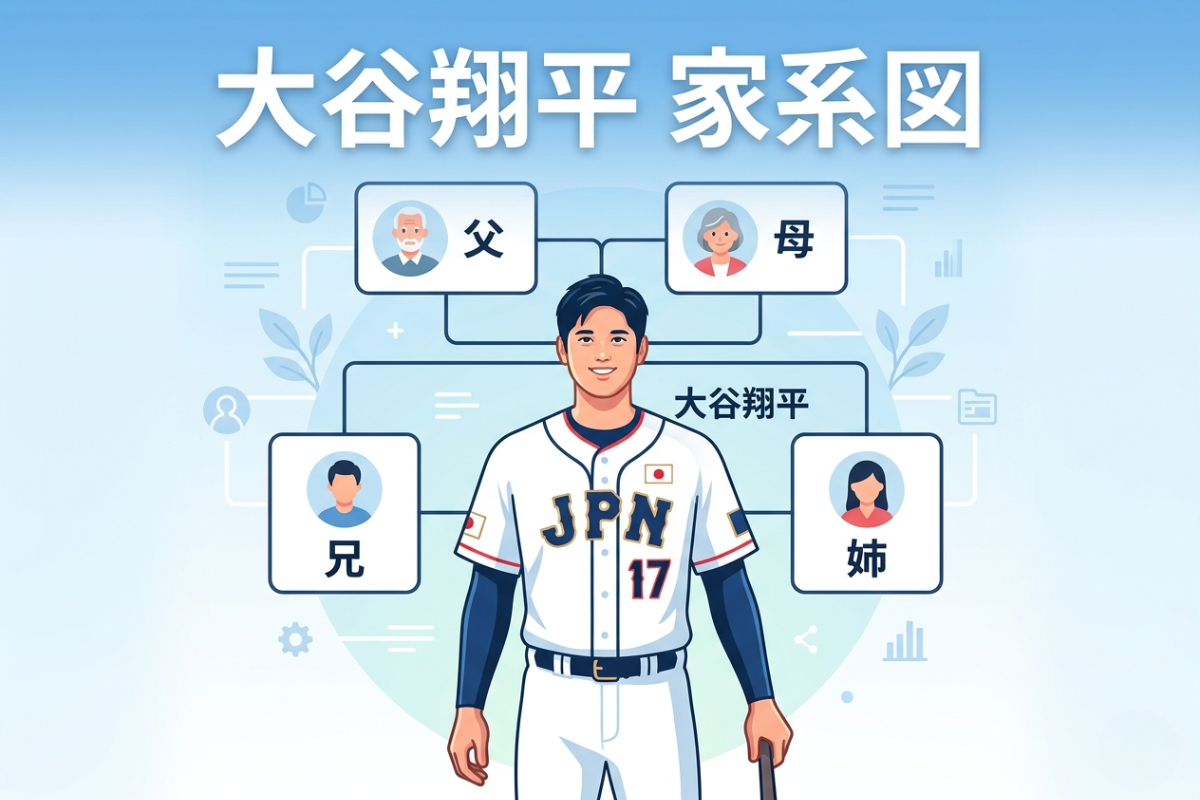 大谷翔平の家系図と家族構成をイメージしたアイキャッチ画像