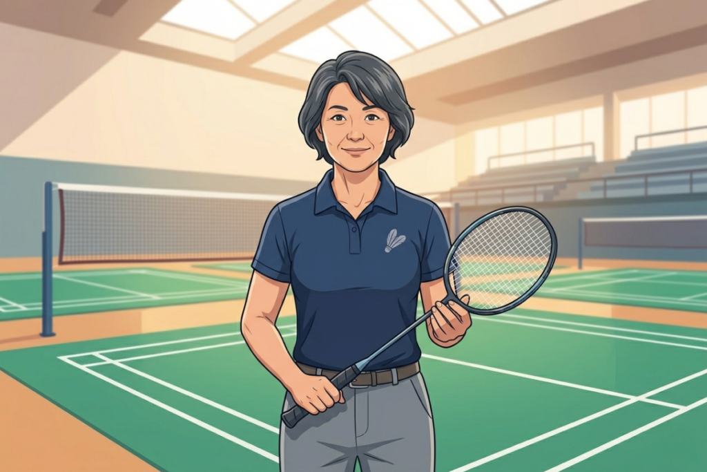 元バドミントン選手の大谷翔平の母親をイメージしたイラスト