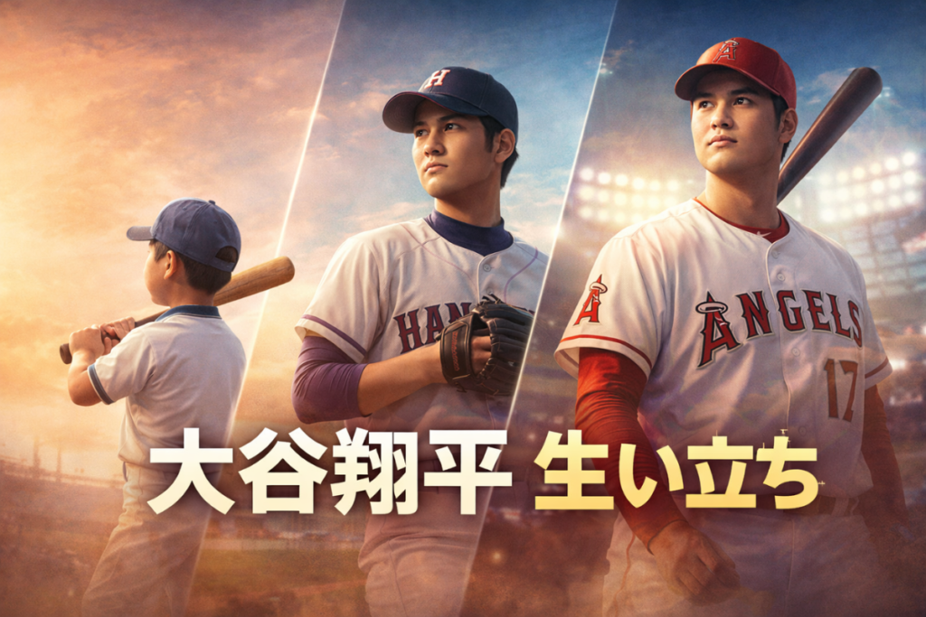 大谷翔平の幼少期から現在までの生い立ちをイメージしたアイキャッチ画像