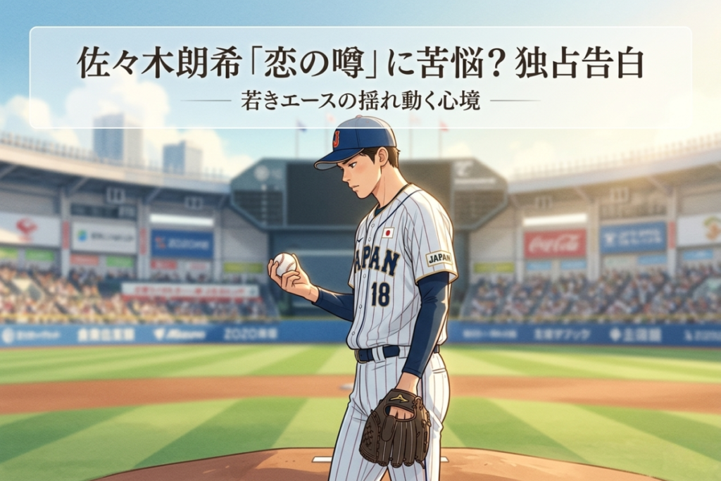 佐々木朗希の歴代彼女の噂をイメージした野球選手のイラスト