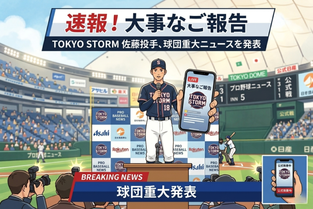 佐々木朗希が結婚を発表したニュースをイメージしたイラスト