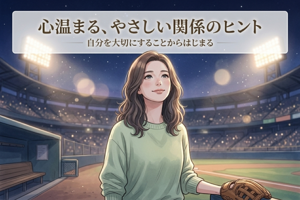 恋愛状況を考えるプロ野球選手をイメージしたイラスト