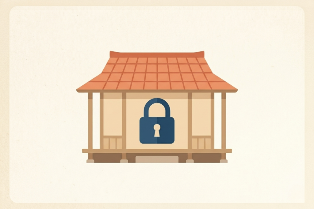 実家の住所が非公開であることを示すプライバシーイメージ