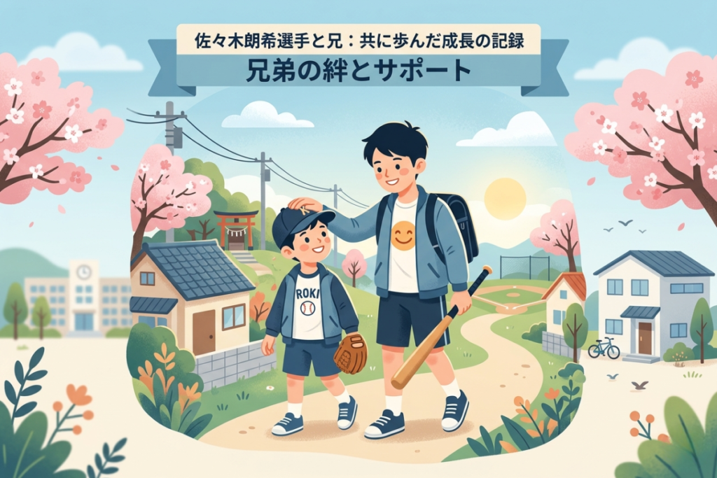 佐々木朗希の兄との兄弟関係をイメージしたイラスト