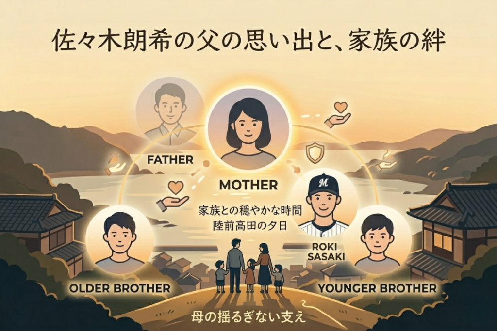 佐々木朗希の母と家族の支えをイメージしたイラスト
