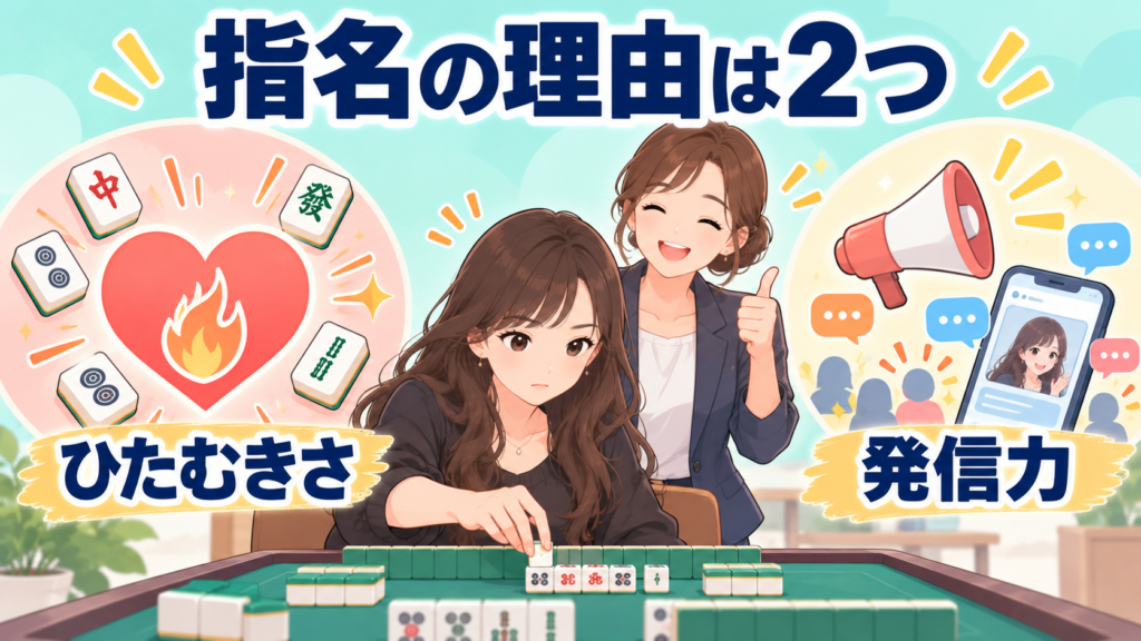 佐野ひなこがMリーグで指名された2つの理由、ひたむきさと発信力を表すイラスト